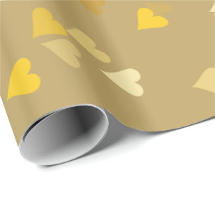 Papel de Presente Confetes de Corações Dourados