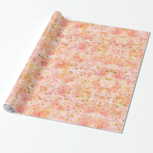 Papel De Presente Confetti Dourado de Aquarela Rosa-Chic