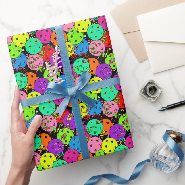 Papel De Presente Confetti e Balões-de-Pickleball (Presentear)