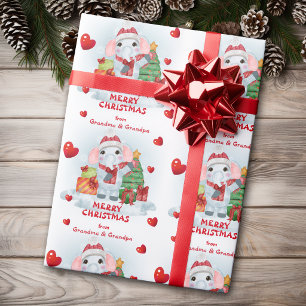 Papel De Presente Confetti Heart Elephant Netos Bonitos de Natal
