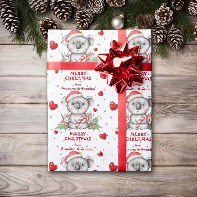 Papel De Presente Confetti Heart Koala Netos Natal (Criador carregado)
