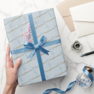 Papel De Presente Confirmação do Blue Cross em Aquarela