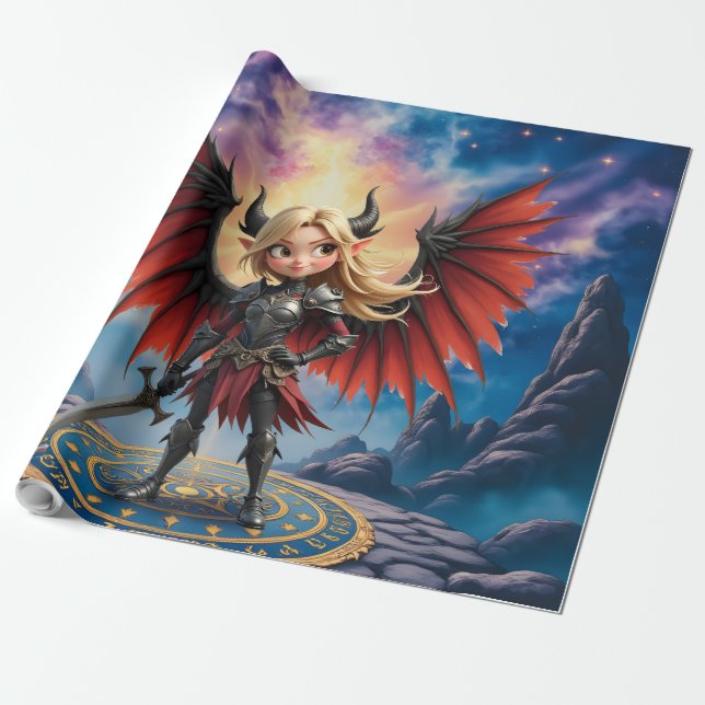 Papel De Presente Conheça Emberlyn — a Guardiã do Caos Sorridente (Desenrolado)