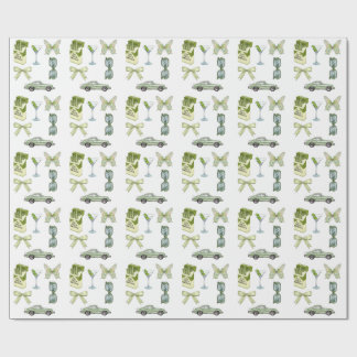 Papel De Presente Conjunto de Adesivos Estética Green Coquette | Car
