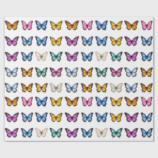 Papel De Presente Conjunto de Borboleta Colorida Estética Vintage Mo