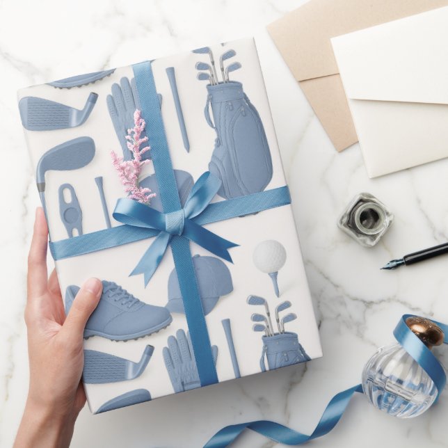 Papel De Presente Conjunto de golfe para garoto Blue Temed (Presentear)