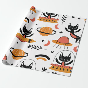 Papel De Presente Conjunto de ilustrações bonitinhas de gatos vint