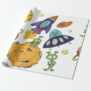 Papel De Presente Conjunto de ilustrações de desenho animado sobre