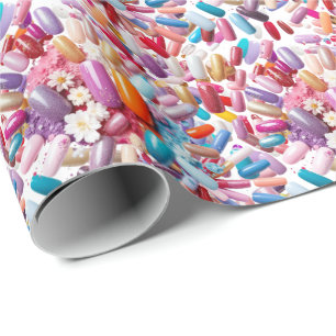 Papel De Presente Conjunto de unhas colorido
