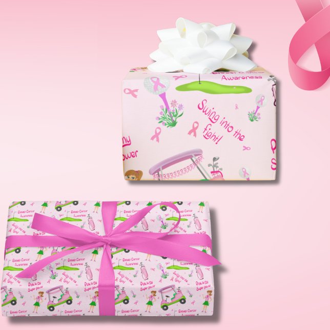 Papel De Presente Conscientização sobre o Câncer de Mama Swing Pink  (Criador carregado)