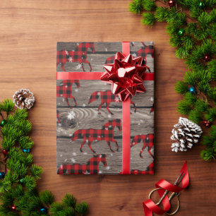 Papel De Presente Conselho de Barn Snowy Buffalo Xadrez Cavalo de Na