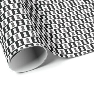 Papel De Presente Conselho de Xadrez Preto e Branco