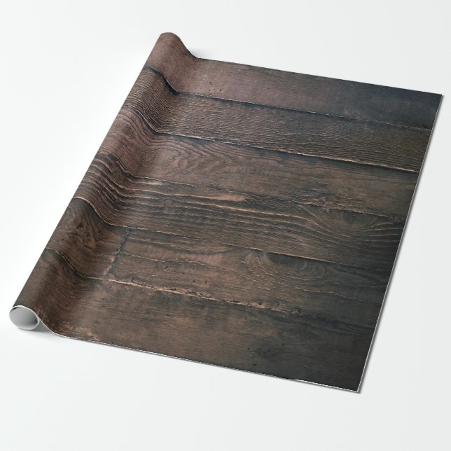 Papel De Presente Conselhos de madeira castanha (Desenrolado)