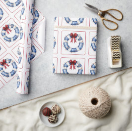 Papel De Presente Conservador de Natal Náutico com Arco