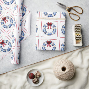 Papel De Presente Conservador de Natal Náutico com Arco