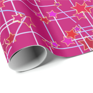 Papel De Presente Constelação de abstrato, cor-de-rosa Profundo Fuch