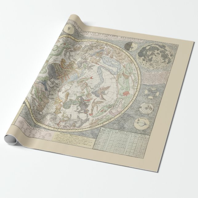 Papel De Presente Constelação de Zodiac do Mapa Celestial das Estrel (Desenrolado)