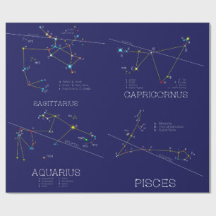 Papel De Presente Constelações Zodiac de dezembro - fevereiro