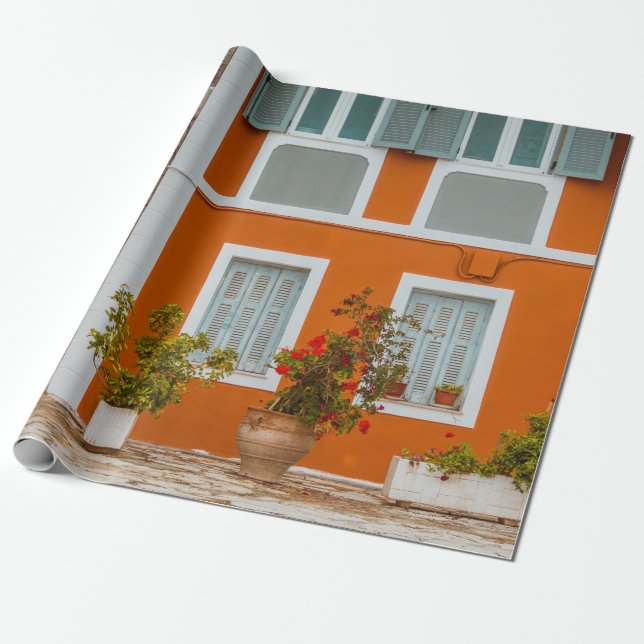 PAPEL DE PRESENTE CONSTRUÇÃO DE CONCRETOS DE LARANJA BRANCA E CINZA (Desenrolado)