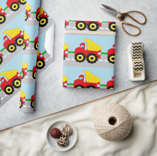 Papel De Presente Construção Dumptruck dos meninos dos miúdos