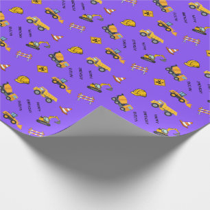 Papel De Presente Construção Personalizada de Aniversário Roxo