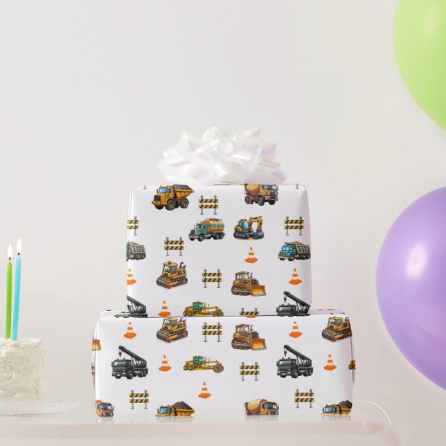 Papel De Presente Construction machinery  (Presentes para festas)
