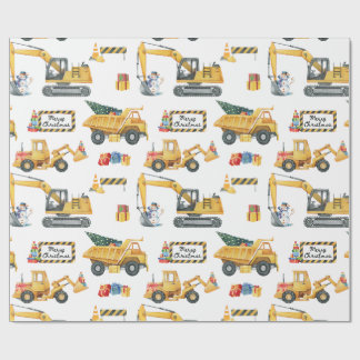 Papel De Presente Construction Theme Christmas Wrapping Paper
