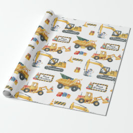 Papel De Presente Construction Theme Christmas Wrapping Paper