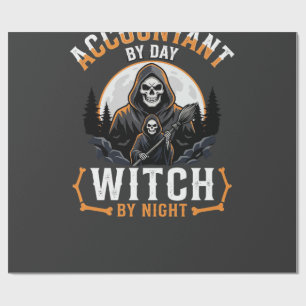 Papel De Presente Contador de Halloween por Dia Bruxa por Noite Desi