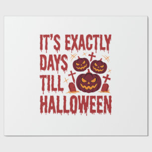 Papel De Presente Contagem Regressiva de Halloween Abóboras Cemitéri