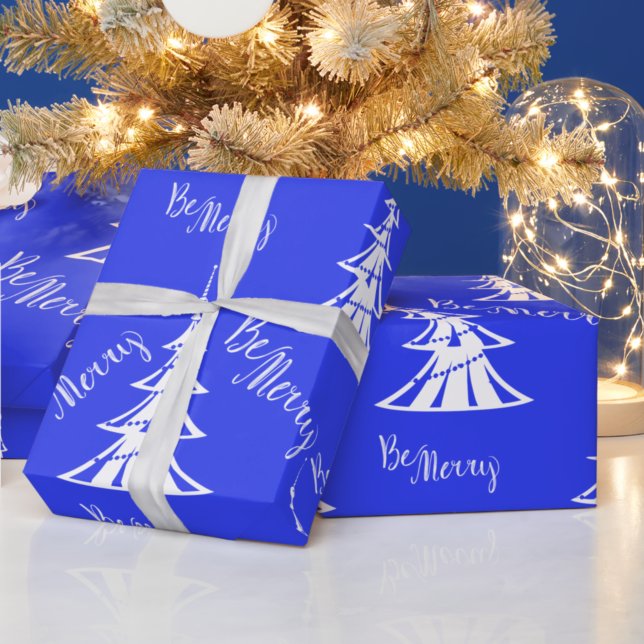 Papel De Presente Contemporary Blue and White Christmas (Criador carregado)