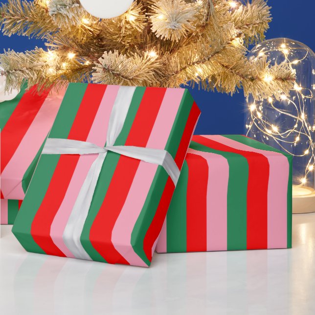 Papel De Presente Contemporary Christmas Stripes  (Feriados)
