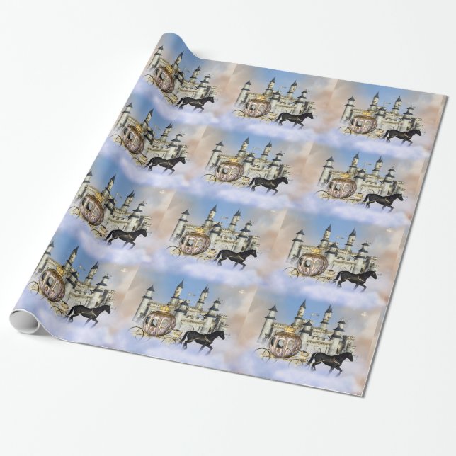 Papel De Presente Conto de Fadas Nuvens do Castelo (Desenrolado)