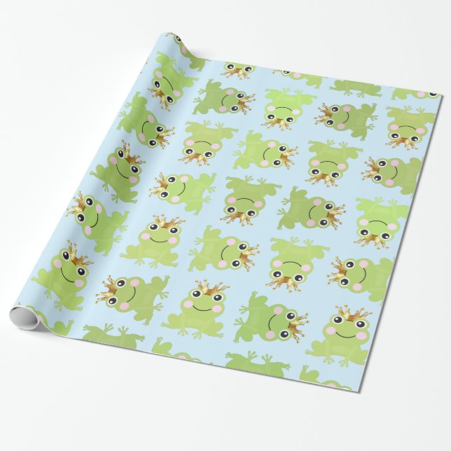 Papel De Presente Conto de Fadas Principe Sapo Churrasco Azul (Desenrolado)