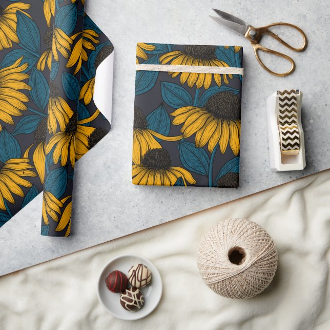 Papel De Presente Conversores amarelos em azul escuro (Artesanato)