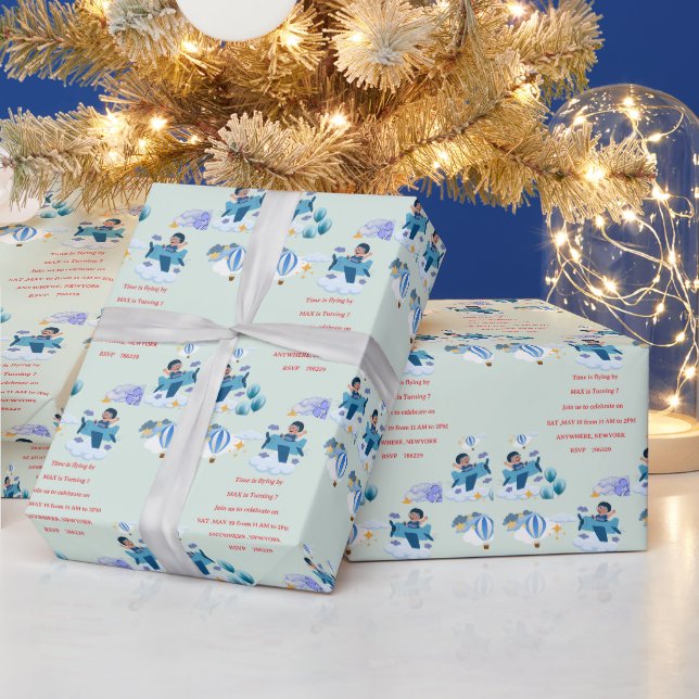 Papel De Presente Convite de Aniversário Infantil Aviãozinho Fofo (Feriados)