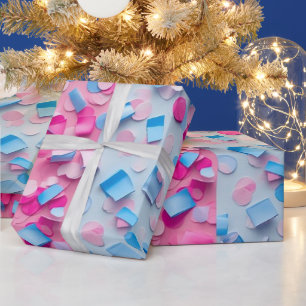 Papel De Presente Convite de Confetes para Revelação de Sexo Menino
