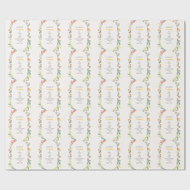 Papel De Presente Convite para Festa no Jardim com Arco Floral de Fl (Aberto)