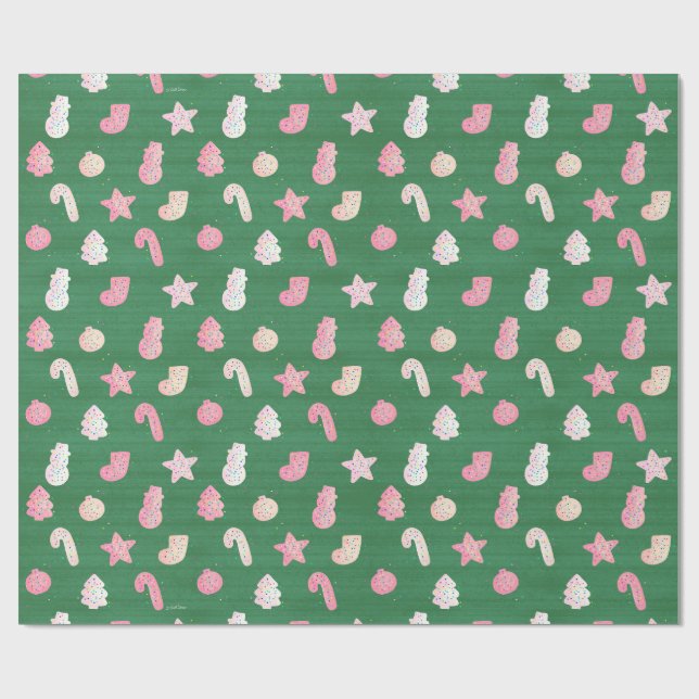 Papel De Presente Cookies Green de Natal (Aberto)