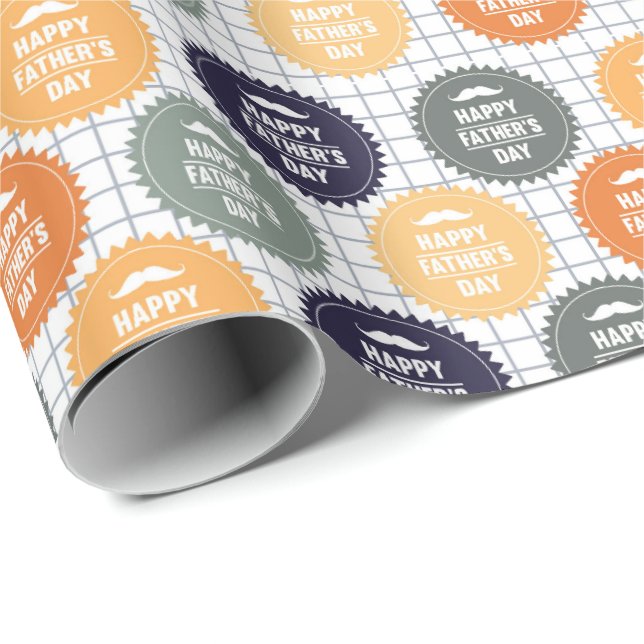 Papel De Presente Cool Happy Father's Day tiled pattern (Ponta do rolo)