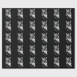 Papel De Presente Cool Music Love | Rock Cat Playing Electric Guitar