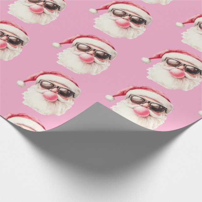 Papel De Presente Cool Santa Bubble Gum Sunglasses Christmas Pink (Ponta)