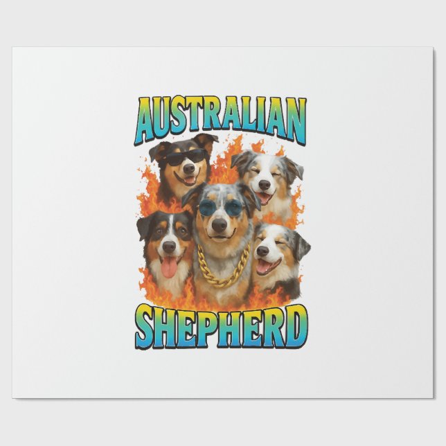 Papel De Presente Cópia do Pastor Australiano (Aberto)