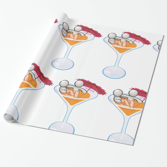 Papel De Presente Copo de Martini de Coquetel Tropical Personagem de (Desenrolado)