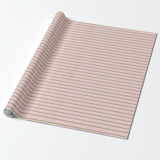 Papel De Presente Coquete Chic Préppy Listras Rosa e Verde Pastel (Desenrolado)