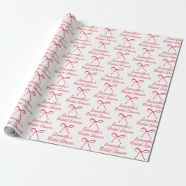 Papel De Presente Coquete Personalizado Rosa Blush Laço Feminino Chá