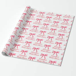 Papel De Presente Coquete Personalizado Rosa Blush Laço Feminino Chá