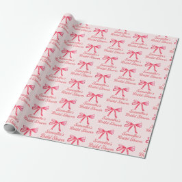 Papel De Presente Coquete Personalizado Rosa Blush Laço Feminino Chá
