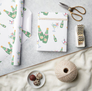 Papel De Presente Coquetéis Apres-Ski em Aquarela