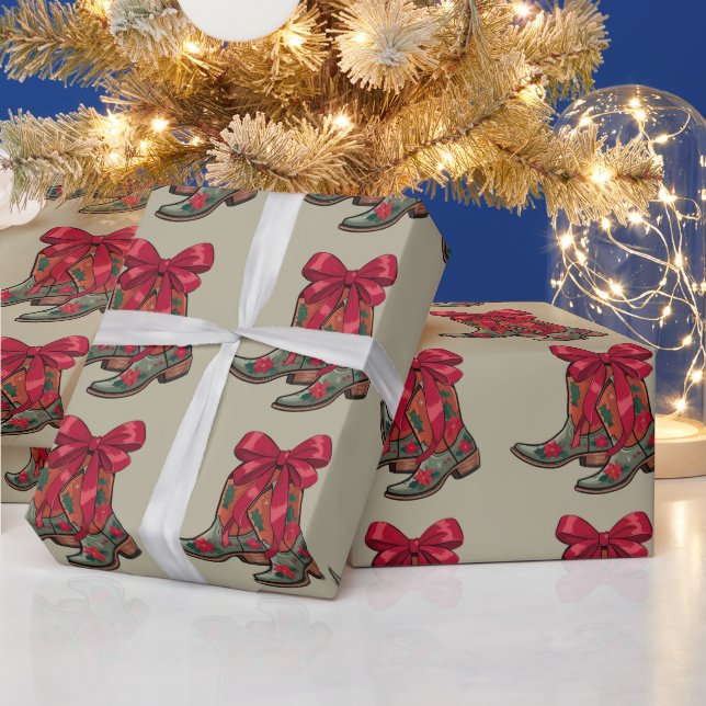 Papel De Presente Coquette Boots West Cowgirl Xmas (Feriados)
